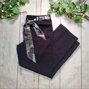 Larry Levine Black Pinstripe Pants w/ Sash Belt